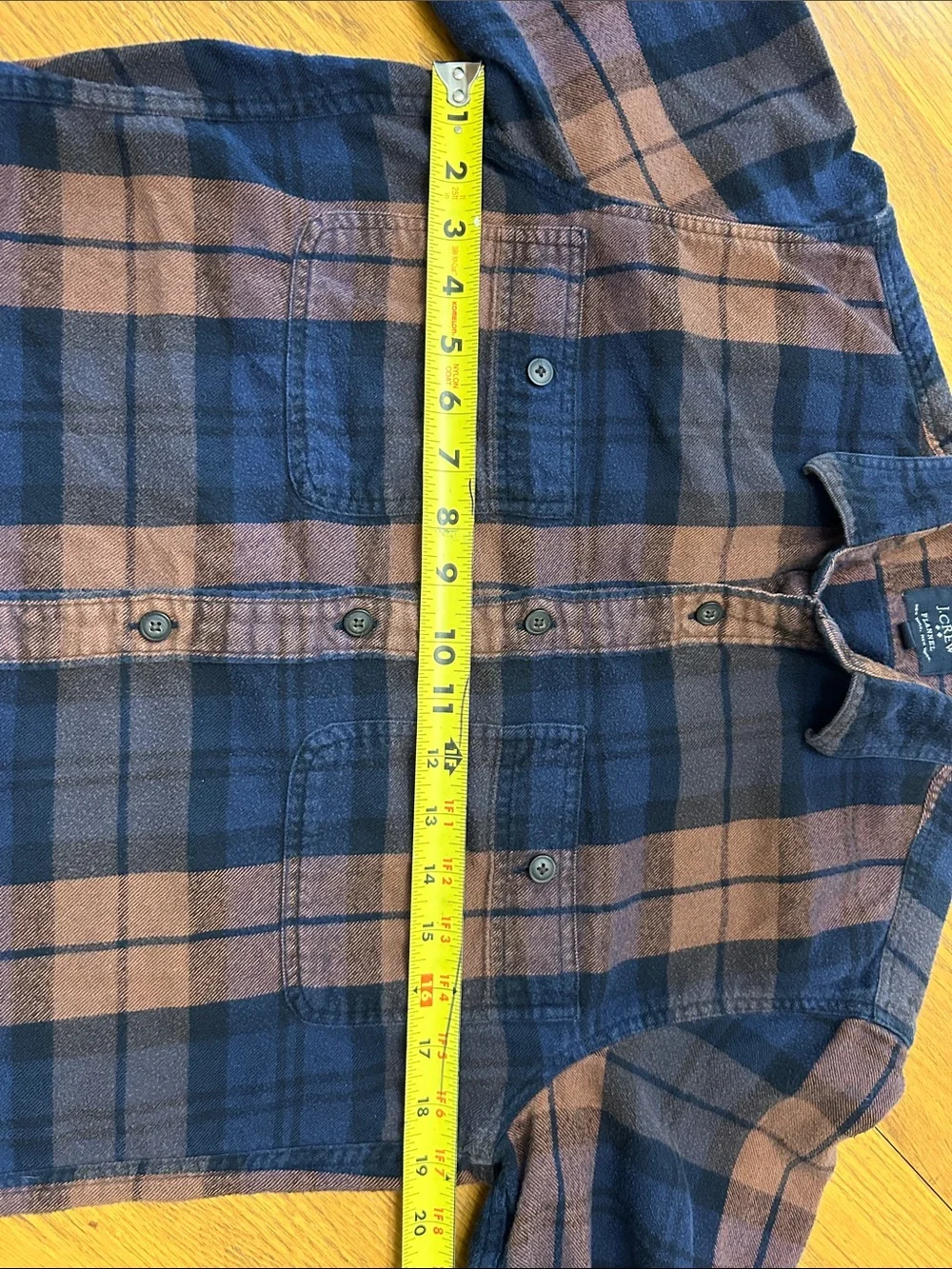 J. Crew Navy and Brown Plaid Flannel Button-Down Shirt